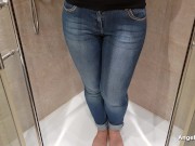 Preview 2 of Pee in jeans and leggings, Peeing through clothes