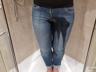 Pee in Jeans and Leggings, Peeing through Clothes