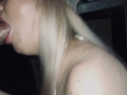Preview 2 of My Busty Pornstar Girlfriend Ahegao Rossi On Her Knees Mouthful Of Cum Sloppy Deepthroat Blowjob
