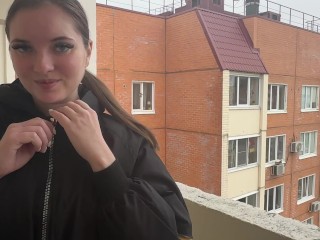 Sucking on Balcony and Fucking at Home with my BF