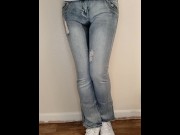 Preview 1 of Jeans Pissing Drips & Puddles (Fart Warning ;-P )