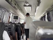 Preview 5 of Asian girl gives public blowjob and undresses on the bus. Part 1/2