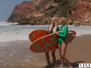 Preview 1 of VIXEN Surf Bunnies Bella, Kelly, Christy Seduce Instructor