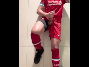 Preview 1 of Jerking off in the locker room after training (LFC Kit)
