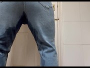 Preview 3 of Desperately wetting my new jeans 👖 then rewetting them again and again! Ended up soaked