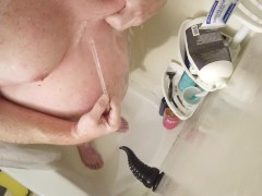 Sissy Submissive Slut Takes Huge Bad Dragon Toy Deep in Tight Ass and Mouth Hand Job too Part 2