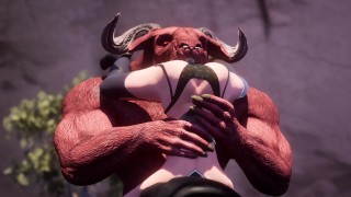 Petitre Roodharige Heks Neukt Met Monster Cock Furry Demon Yiff 3D Hentai