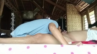 I was waking him up and I shock he got boning cock and tease me to have sex to him