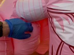 Filling cute innocent pool toys with cum