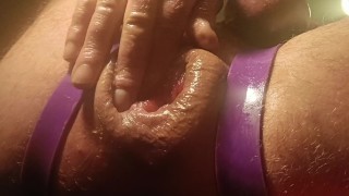 Anal extremo con consolador doble y puño follandome