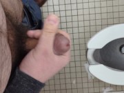 Preview 2 of Onlyfans preview: Hung bear jerks off in highway rest area restroom.