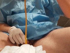 Removing the catheter, playing with the diaper