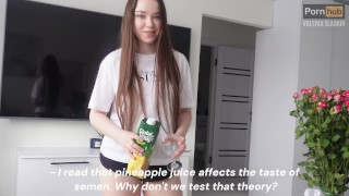 Stepsister Valeria Sladkih Decided To See If Pineapple Juice Affects The Taste Of Cum