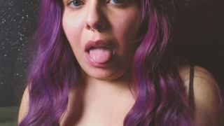 POV blowjob purple hair cumslut cheating his husband with a BWC cum swallow