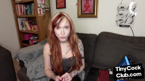 Tattooed SPH solo babe talks dirty in small cock humiliation