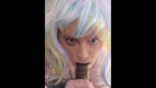 Crossdresser Sucks A BBC Dildo Gets A Mouthful Of Cum Part 2
