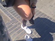Preview 4 of PUBLIC FLASH. I take off pantyhose and show tits with many stranger