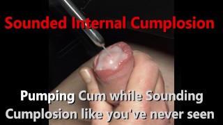 Cumplosão interna enquanto soa fonte de esperma uncut de 9 mm com áudio ao vivo