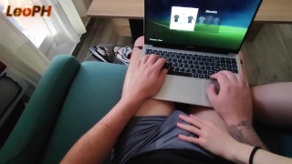 My Step Sister won't let me Play FIFA because she wants to play with my DICK. Big Tits