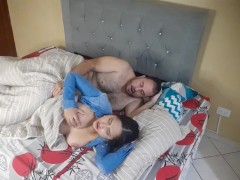 I finger my pussy in my godfather's room, he wakes up and fucks my pussy, how delicious