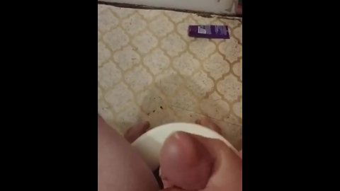 Daddy jerks off before shower