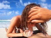 Preview 4 of Creamy Public Beach: Hardcore Sex with Creampie on the Nude Beach