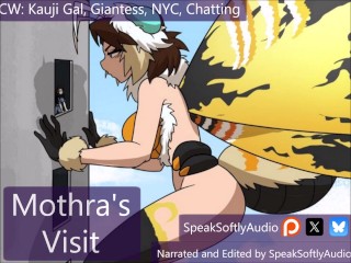 Mothra Giantess Vindt Een Cute Kleine Mens in new York City F/A