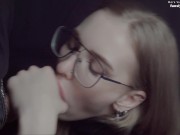 Preview 5 of CLOSE UP:  Blowjob from Moaning Schoolgirl Pulsating Cock CUM in Mouth / Dolly Rud