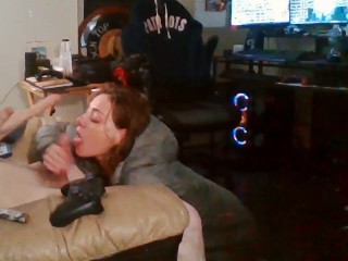 Heather Kane Milks in College Dorm Wearing Gray Northface!