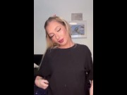 Preview 3 of CUTE BLONDE boob revealing! CHECK OUT what I DID ON MY OF