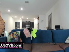 Big tits babe tries on lingerie & body stockings after behind porn scenes podcast - Lelu Love