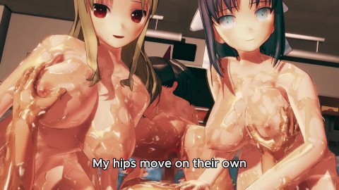 5 grandes bellezas de tetas vacías hasta la última gota en una polla Lucky | Hentai Inglés Subbed