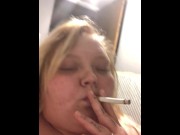 Preview 5 of Bladder full pissing for you in the tub while smoking