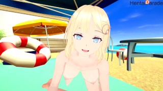 Hentai Amelia Watson Sexo en la playa Hololive sin censura
