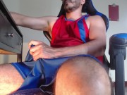 Preview 4 of Sexy boy in shorts masturbates while doing homework