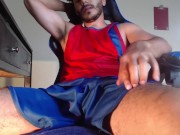 Preview 5 of Sexy boy in shorts masturbates while doing homework