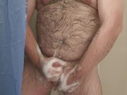 Preview 5 of Chubby Nerd Edges Big White Cock in Shower