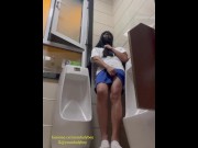 Preview 1 of Chinese high school student masturbates next to the urinal in a public toilet