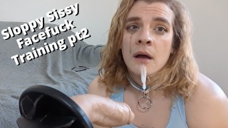 Slordige Sissy spuug Fetish faceneuk deepthroat training pt 2 - volledige video op LayneLovee Manyvids