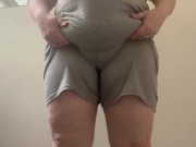 Preview 1 of Rewetting grey shorts - Front and back view!