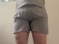 Rewetting grey shorts - Front and back view!