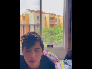 Hairless twink sucks his straight cock and fucks his ass when his family is not at home
