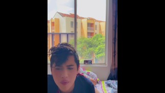 Hairless twink sucks his straight cock and fucks his ass when his family is not at home