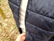 Preview 1 of Slapping her tits in the woods