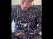 Preview 6 of JERKING OFF my FAT COCK with my SPIDERMAN SUIT, BoyGym Cum