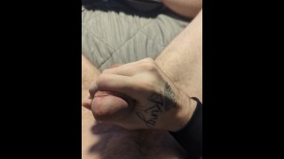 Stroking my cock with light moans to orgasm