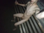Preview 5 of Nude in public playing with piss