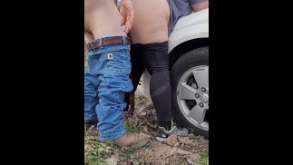 Bent over hood for an outside fuck!