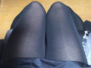女装黒タイツローターオナニー