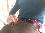 Preview 6 of Jerking off at the public pavilion. Showing my American Eagle boxers too